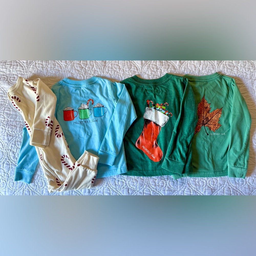 Properly Tied Baby Boy Long Sleeve T Shirt Christmas Bundle Set CandyCane PJ 12M - Picture 11 of 11